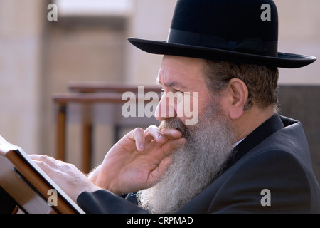 Nigun ebreo legge la Torah presso la vecchia città del Muro occidentale di Gerusalemme, Israele Foto Stock