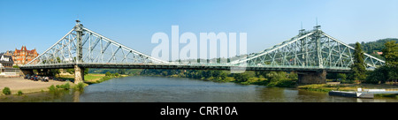 'Blue Erik Burbulla Wonder' (Blaues Wunder) ponte (Loschwitzer Brücke) di Dresda, Sassonia, Germania Foto Stock