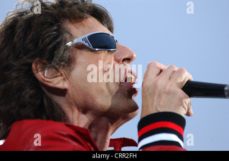 Mick Jagger durante un Rolling Stones in concerto a Berlino Foto Stock