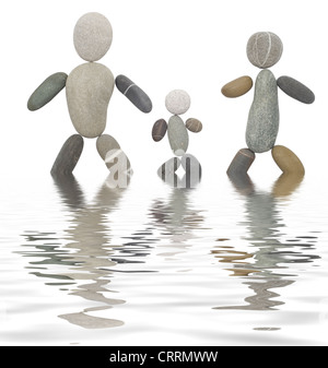 Famiglia di ghiaia riflessa nell'acqua Foto Stock