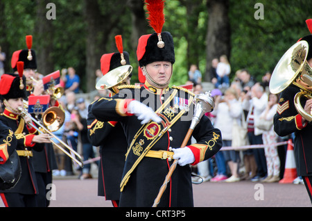 Marching Band al cambio della guardia 169-110950716x il leader della band di fronte una banda lavorato come parte del cambio della Regina della Guardia a Buckingham Palace a Londra. Foto Stock