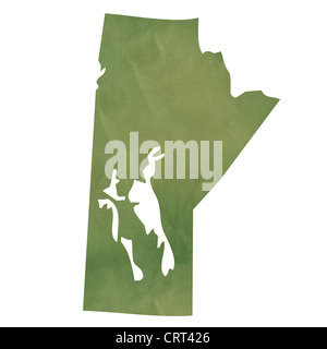 Manitoba Provincia del Canada mappa in vecchio libro verde isolato su sfondo bianco. Foto Stock