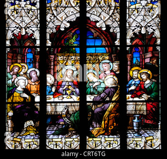 Namur, Belgio. Eglise St Jean-Baptist / Chiesa di San Giovanni Battista (16thC) vetrata - L'Ultima Cena Foto Stock