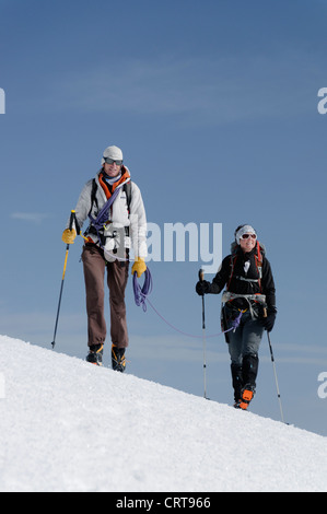 Gli alpinisti sulla Dome Gouter du Mont Blanc Foto Stock
