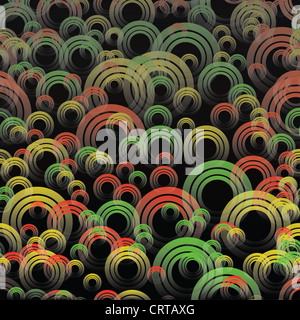 Sfondo astratto di cerchi multicolore su un nero Foto Stock