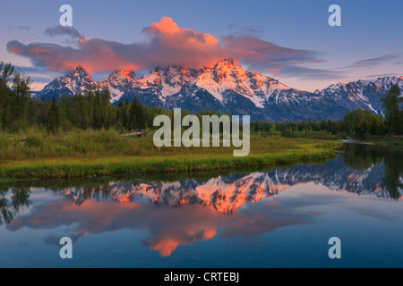 Sunrise a Schwabacher in atterraggio a Grand Teton National Park in Wyoming, STATI UNITI D'AMERICA Foto Stock