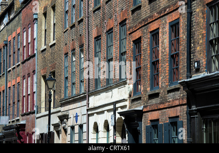 Princelet street, Vittoriano case a schiera, Spitalfields, Tower Hamlets, East End. Londra. Inghilterra Foto Stock