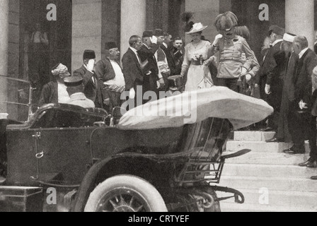 Franz Ferdinand Arciduca d'Austria e moglie Sophie, Duchessa di Hohenberg, poco prima del loro assassinio a Sarajevo, giugno 28 1914. Foto Stock