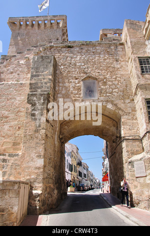 Vecchia porta della città, Carrer de Sant Roc, Mahón Menorca, isole Baleari, Spagna Foto Stock