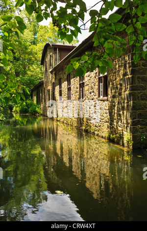 Millwright e negozio di macchina, Hagley sentiero di polvere da sparo, du Pont inizi, Wilmington, Delaware, sul fiume Brandywine Foto Stock