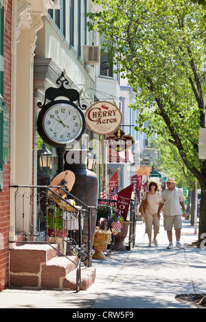 Il quartiere dello shopping di Lititz, Lancaster County, Pennsylvania Foto Stock