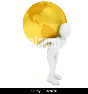 Globo su sfondo bianco. Immagine 3D rappresentata Foto Stock