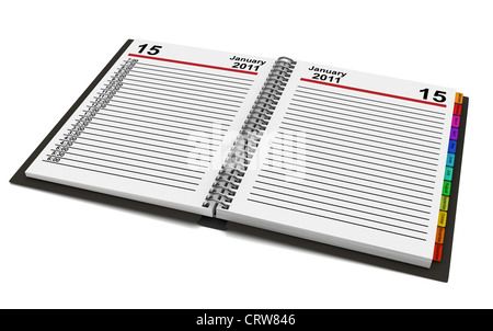 Organizer per 2011 anno su bianco. Immagine 3D generata da computer Foto Stock