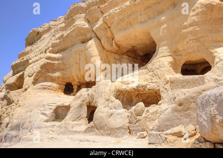 Grotte di Matala, Pitsidia, Creta, Grecia Foto Stock