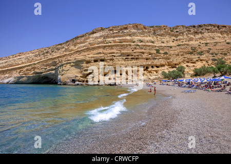 Grotte di Matala, Pitsidia, Creta, Grecia Foto Stock