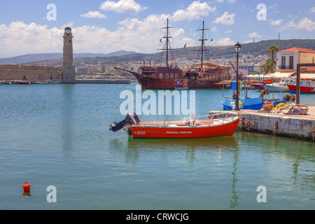 Porto veneziano, Rethimno, Creta, Grecia Foto Stock