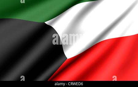 Bandiera del Kuwait. Close up. Vista frontale. Foto Stock