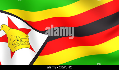 Bandiera dello Zimbabwe. Close up. Vista frontale. Foto Stock