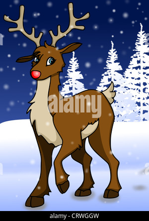 Rudolph in un paesaggio invernale Foto Stock