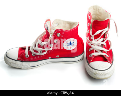 Red Converse Chuck Taylor All Star scarpa coppia Foto Stock