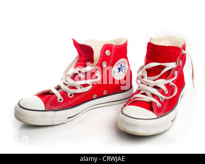 Red Converse Chuck Taylor All Star scarpa coppia Foto Stock