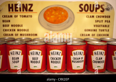 Una zuppa di Heinz caff display contatore nel pranzo ora NYC mostra presso la Biblioteca Pubblica di New York Foto Stock