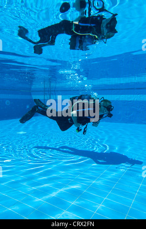 L apprendimento delle immersioni in piscina Foto Stock