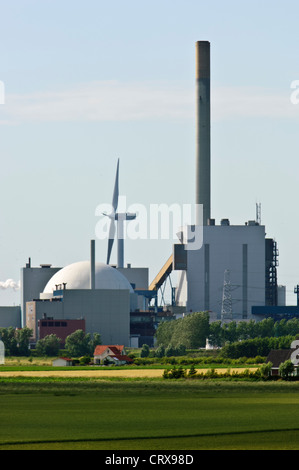 Centrale nucleare di Borssele, Zeeland, Paesi Bassi Foto Stock