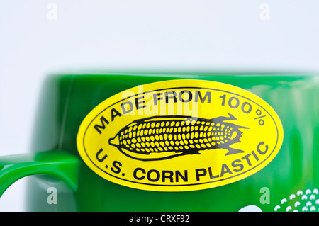 Tazza in plastica realizzato da mais - amido Biocompostables aka PLA Materie Plastiche Foto Stock