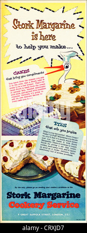 Originale degli anni cinquanta vintage per la pubblicità a mezzo stampa attualità dalla rivista inglese pubblicità STORK margarina Foto Stock