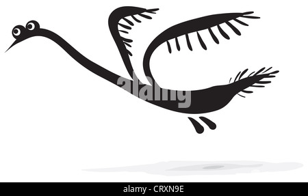 Semplice schizzo - black bird su sfondo bianco Foto Stock