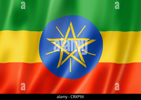 Etiopia bandiera, tridimensionale, rendering texture satinata Foto Stock