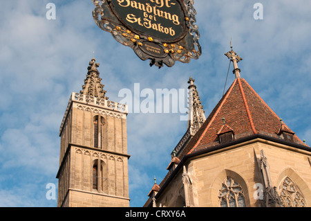 Chiesa luterana di San Jakob (James) a Rothenburg ob der Tauber, Baviera, Germania Foto Stock