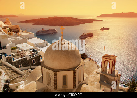 Santorini, Chiesa Ortodossa in Fira Foto Stock