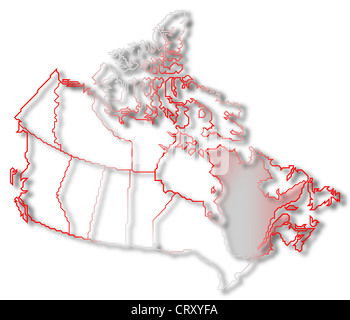 Mappa politico del Canada con le diverse province dove il Québec è evidenziata. Foto Stock