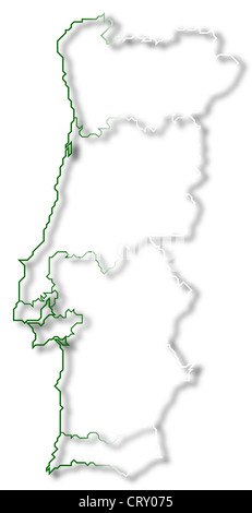 Mappa politica del Portogallo con le varie regioni. Foto Stock