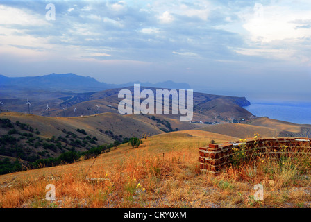 Crimea Sudak vista dal Monte Kokush-kai Foto Stock