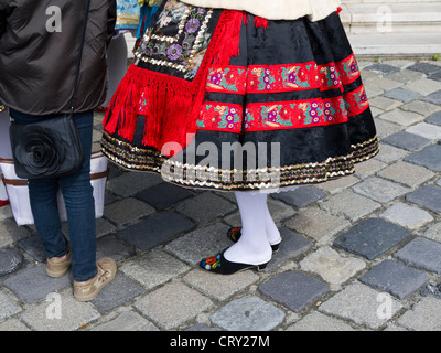 Ballerino di danza folk a Budapest che è la capitale e la città più grande dell'Ungheria, Foto Stock