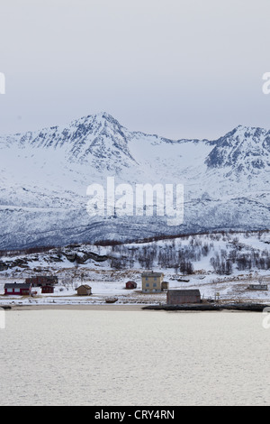 Frazione sull isola Kvaloya vicino Sommeroy nel Circolo Polare Artico nord della Norvegia Foto Stock