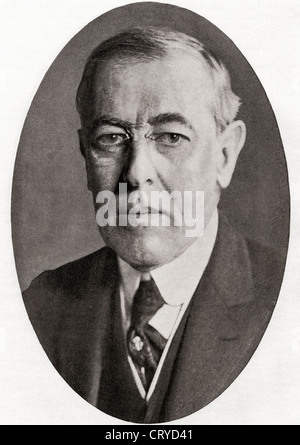 Thomas Woodrow Wilson, 1856 - 1924. Ventottesimo Presidente degli Stati Uniti d'America. A partire dall'anno 1919 illustrata. Foto Stock