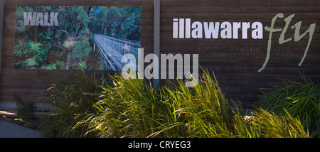 Illawarra Fly Tree Top Walk segno, vicino a Wollongong, Nuovo Galles del Sud, Australia Foto Stock