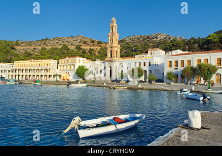 Monastero di San Michele, Panormitis, isola greca di Symi, Egeo Dodecaneso Isola Gruppo, Grecia Foto Stock