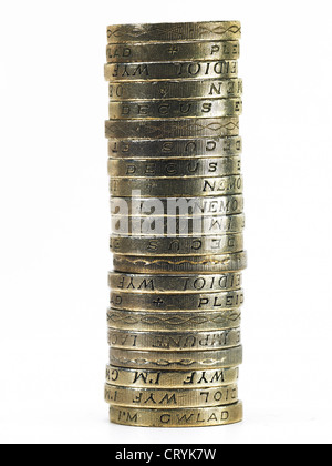 Un mucchio di British pound monete Foto Stock