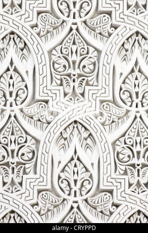 Primo piano di una parete di intonaco bianco arabo Foto Stock