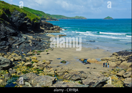 Lunday Bay e Epphaven Cove si trova sulla North Cornwall Coast Inghilterra, Lunday Bay ha una spiaggia incantevole quando maree. Foto Stock