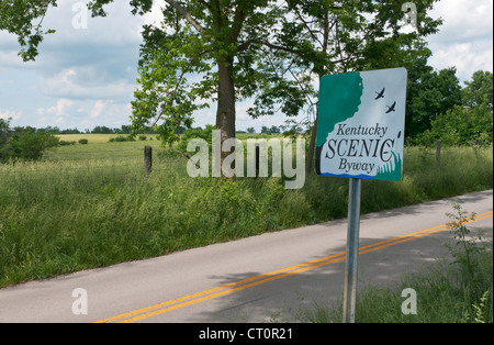 Il Kentucky, Lexington vacinity, Kentucky Scenic Byway segno. Foto Stock