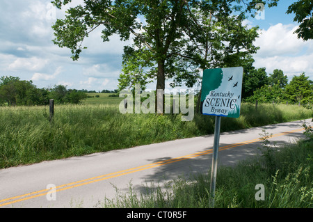 Il Kentucky, Lexington vacinity, Kentucky Scenic Byway segno. Foto Stock