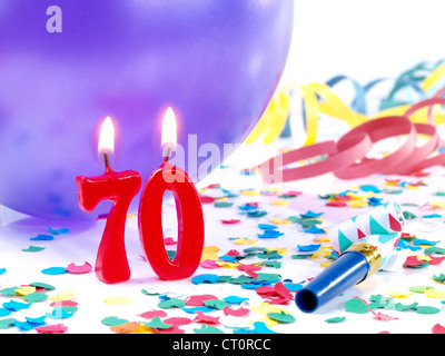 Compleanno-anniversario candele mostra Nr. 70 Foto Stock