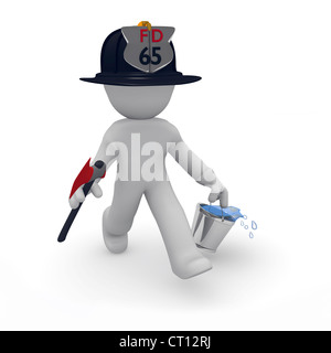 Fire fighter con un'ascia Foto Stock