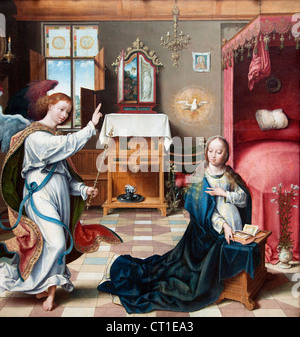 L'Annunciazione - Joos van Cleve 1485 - 1540 Olanda Belgio Paesi Bassi Vergine Maria, Angel Gabriel, concepire, portare un figlio, nascita, Foto Stock